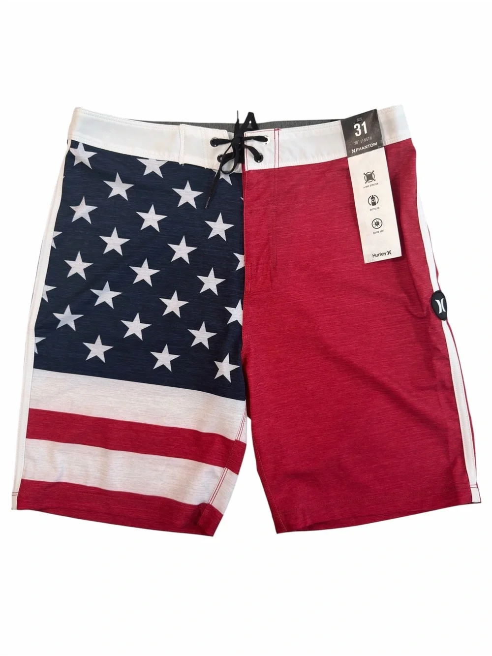 Hurley Phantom Patriot American Flag Pattern Board Shorts Men’s Size 31